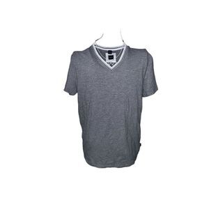 Nice BOSS V-neck T-shirt offers elegance in casual wear with subtle texture gray